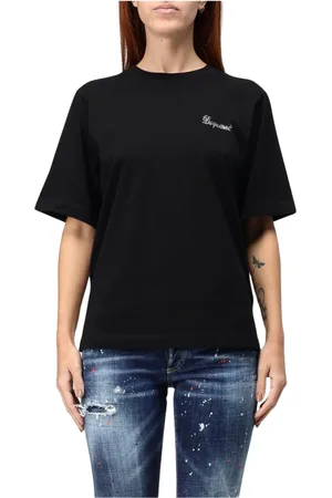 Dsquared2 Top, Dame, Sort, XS, Bomuld, Hvid Afslappet T-shirt