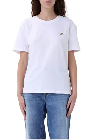Twin-Set Top, Dame, Hvid, M, Bomuld, Hvid Logo T-shirt til Kvinder