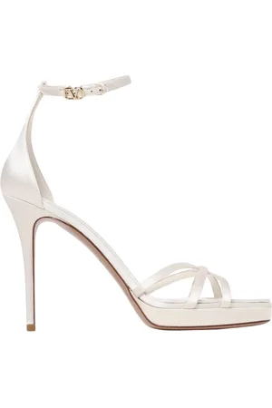VALENTINO GARAVANI Sko, Dame, , 36 EU, Læder, Ivory Ankelrem Hælede Sandaler