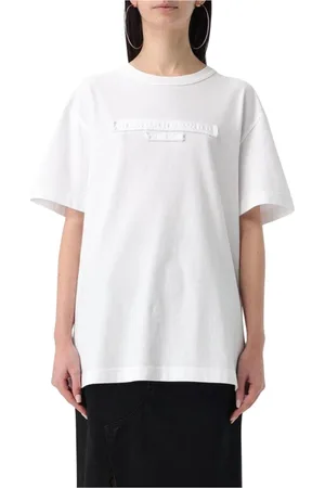 Alexander Wang Top, Dame, Hvid, XS, Bomuld, Broderet Logo T-shirt Korte Ærmer