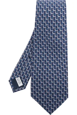Salvatore Ferragamo Tilbehør, Herre, Blå, ONE SIZE, Uld, Silkeslips