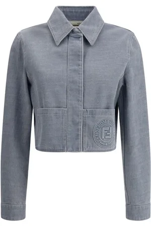 Fendi Jakke, Dame, Blå, XS, Denim, Moderne Kort Denim Jakke