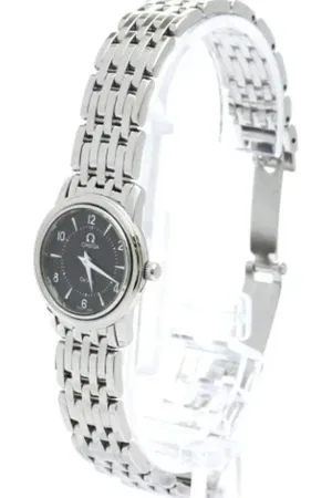 Omega Pre-owned, Dame, Sort, ONE SIZE, Tyl, Pre-owned Rustfrit stal watches