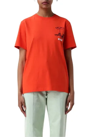 Msgm Top, Dame, Rød, S, Bomuld, Rød Grafisk T-shirt til Kvinder