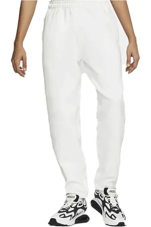 Nike Bukser, Herre, Hvid, XL, Bomuld, Hvide Streetwear Fleeceback Sweatpants