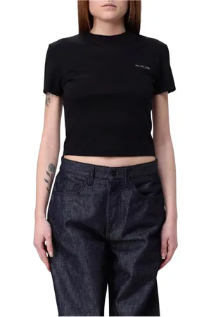 MUGLER Top, Dame, Sort, M, Sort kortærmet T-shirt