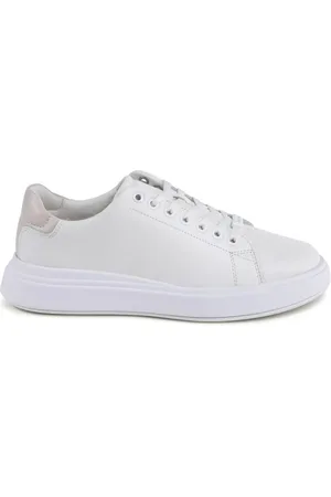 Calvin Klein Sko, Dame, Hvid, 37 EU, Læder, Hvide Lædersneakers - Premium Håndværk