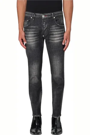 Philipp Plein Jeans, Herre, Sort, W33, Uld, Stilfulde Distressed Denim Jeans
