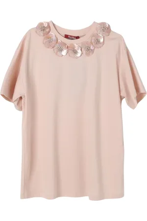 Max Mara Top, Dame, Lyserød, M, Pailletblomst Sweater