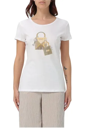 Liu Jo Top, Dame, Hvid, L, Uld, Stilfuld Grafisk Print Casual T-Shirt