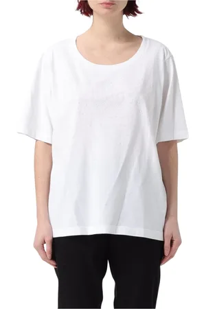 Dsquared2 Top, Dame, Hvid, L, Bomuld, Krystaludsmykket Hvid T-shirt