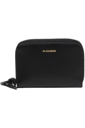 Jil Sander Tilbehør, Dame, Sort, ONE SIZE, Læder, Sort Læder Lynlås Pung med Nøglering