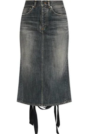 Balenciaga Nederdel, Dame, Grå, S, Denim, Denim nederdel med dekorativt bånd bagpå