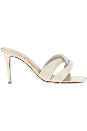 Gianvito Rossi Sko, Dame, Hvid, 39 1/2 EU, Læder, Hvide Læderhælede Sandaler