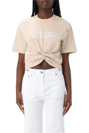 VERSACE Top, Dame, Lyserød, M, Bomuld, Knotted Detail T-Shirt