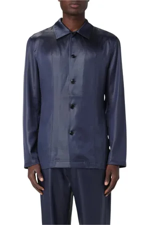 Nanushka Skjorte, Herre, Blå, S, Satin, Navy Satin Relaxed Fit Skjorte