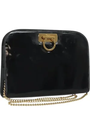 Salvatore Ferragamo Pre-owned, Dame, Sort, ONE SIZE, Uld, Pre-owned Laeder skuldertasker