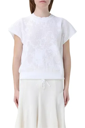 Fabiana Filippi Top, Dame, Hvid, S, Hvid Strikket Øjetop