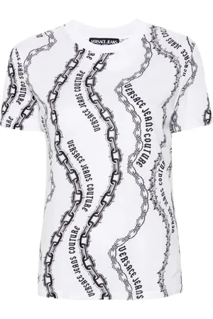 VERSACE Top, Dame, Hvid, M, Uld, Stilfuldt Hvid T-shirt til Kvinder