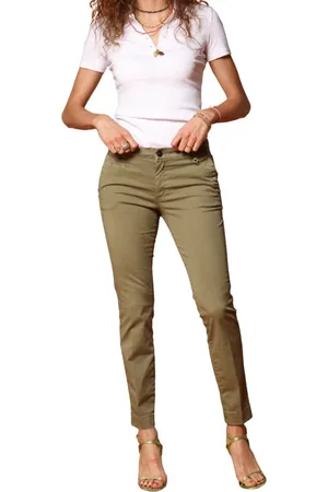 Masons Bukser, Dame, Grøn, XL, Bomuld, Slim Fit Chino Bukser i Gabardine