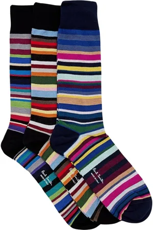 Paul Smith Undertøj, Herre, Flerfarvet, ONE SIZE, Bomuld, Multifarvet Stribet Crew Sokker