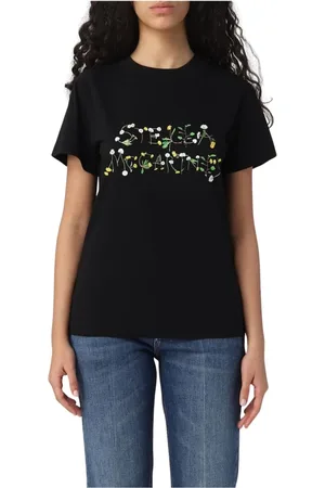Stella McCartney Top, Dame, Sort, S, Bomuld, Hvid Blomstret Logo T-shirt