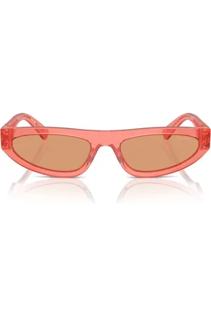 Miu Miu Tilbehør, Dame, Rød, 56 MM, Moderne røde transparente solbriller med orange glas