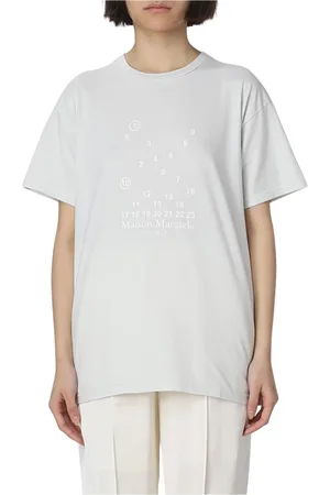 Maison Margiela Top, Dame, Hvid, M, Bomuld, Hvid Grafisk Tee til Kvinder
