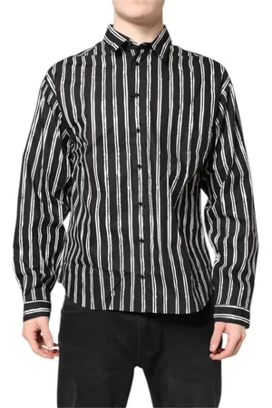 Dolce & Gabbana Skjorte, Herre, Flerfarvet, XL, Bomuld, Stribet bomuldsskjorte