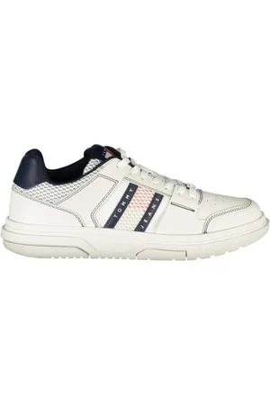 Tommy Hilfiger Sko, Herre, Hvid, 43 EU, Polyester, Blå Polyester Casual Sneakers
