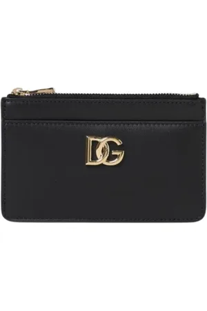 Dolce & Gabbana Tilbehør, Dame, Sort, ONE SIZE, Læder, Sort Læderkortholder Pung