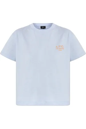 A.P.C. Top, Dame, Blå, S, Bomuld, T-shirt med broderet logo