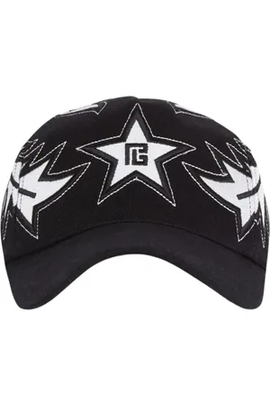 Balmain Tilbehør, Herre, Sort, ONE SIZE, Bomuld, Stjerne Broderet Baseball Cap