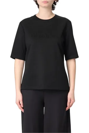 Max Mara Top, Dame, Sort, XS, Sort præget logo tee