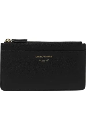 Emporio Armani Tilbehør, Dame, Sort, ONE SIZE, Læder, Sort læderkortholderpung