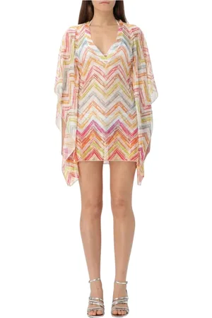 Missoni Badetøj, Dame, Flerfarvet, M, Uld, Pink Chevron Strik Beach CoverUp