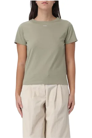 Pinko Top, Dame, Grøn, XS, Bomuld, Grøn Crew Neck T-Shirt