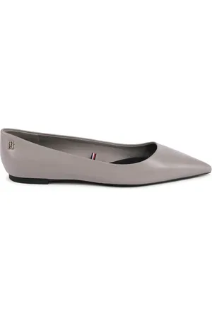 Tommy Hilfiger Sko, Dame, Grå, 36 EU, Læder, Grå Læder Ballerina Flats