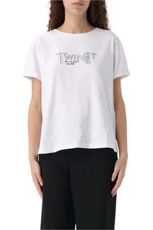 Twin-Set Top, Dame, Hvid, XL, Logo Tee i Klassisk Hvid
