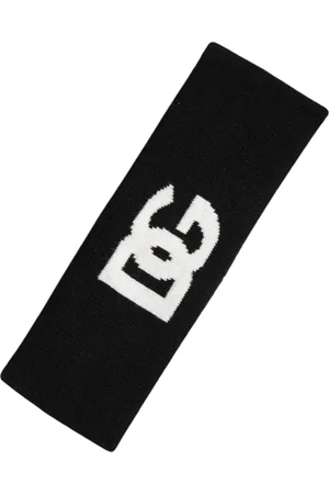 Dolce & Gabbana Tilbehør, unisex, Sort, ONE SIZE, Nylon, Kashmir Strikket Pandebånd Hat Sort Hvid