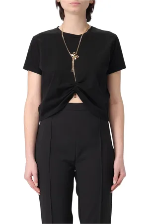 Elisabetta Franchi Top, Dame, Sort, XL, Bomuld, Hvid kortærmet sweater
