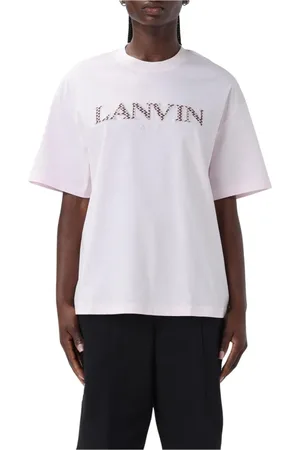 Lanvin Top, Dame, Lyserød, XS, Bomuld, Hvid Logo Tee til Kvinder