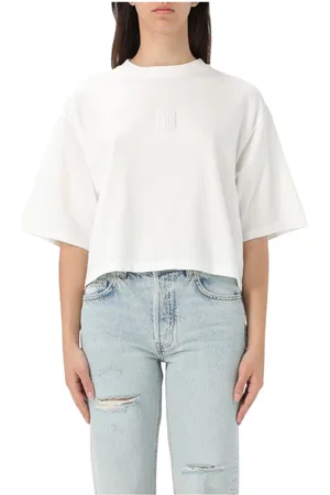 ANINE BING Top, Dame, Hvid, S, Uld, Hvid Crew Neck T-Shirt