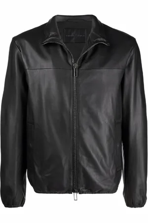 Emporio Armani Jakke, Herre, Sort, 2XL, Uld, Sort Læderjakke Stilfuld