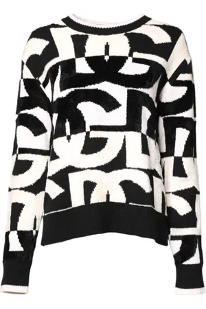 Dolce & Gabbana Strik, Dame, Flerfarvet, XS, Nylon, Luksus Logo Print Pullover Sweater