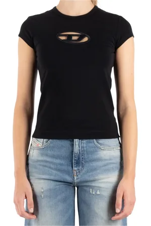 Diesel Top, Dame, Sort, XS, Bomuld, Bomulds-T-shirt