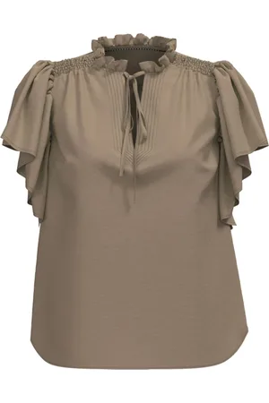 Co`Couture Bluser & Skjorter, Dame, , M, Feminin Flæsetop i valnød