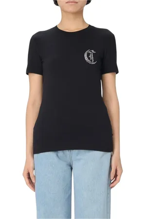 Roberto Cavalli Top, Dame, Sort, L, Sort Grafisk Print T-shirt