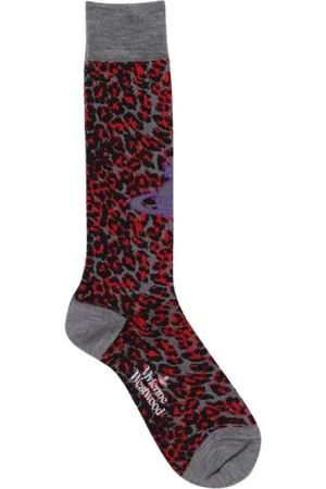 Vivienne Westwood Undertøj, Herre, Flerfarvet, M, Bomuld, Leopard Print Crew Socks