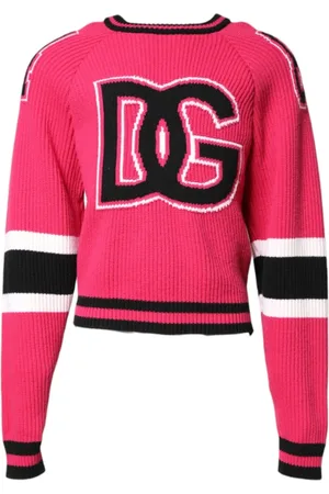 Dolce & Gabbana Strik, Herre, Lyserød, M, Logo Print Strik Pullover Sweater